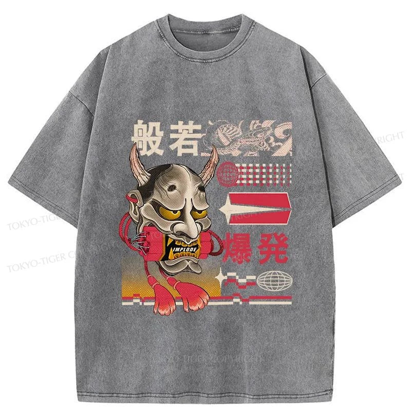 Tokyo-Tiger Hannya Mask Japanese Washed T-Shirt