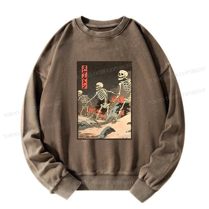 Tokyo-Tiger Japanese Rising Skeletons Washed Sweatshirt