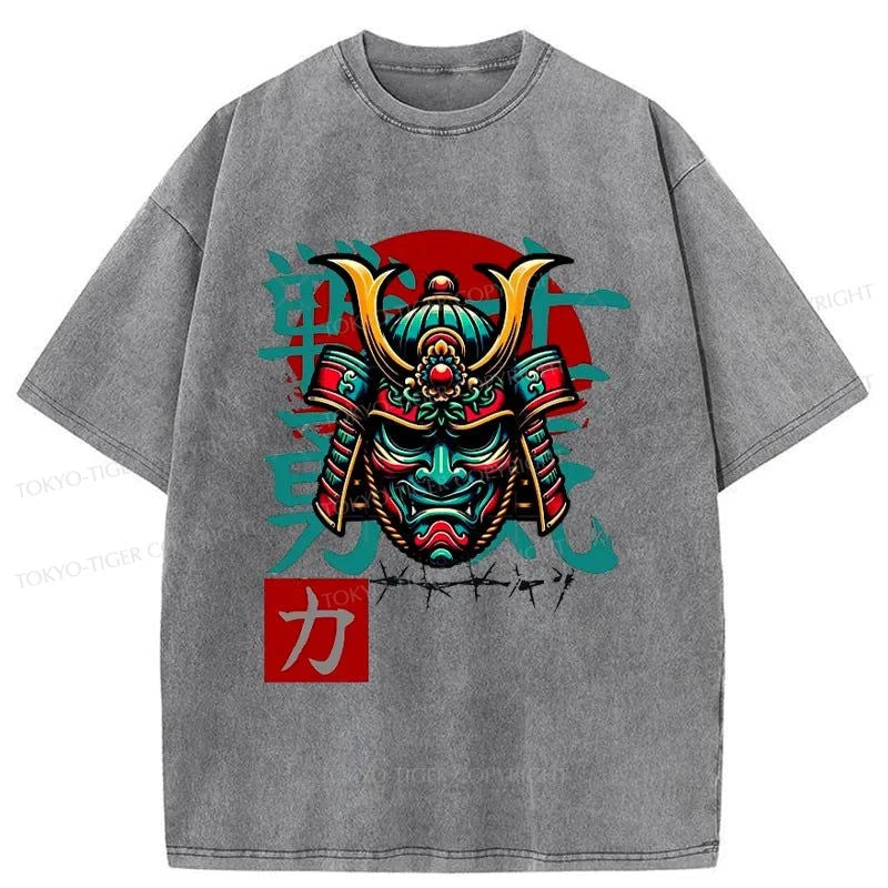 Tokyo-Tiger Samurai Warrior Spirit Japanese Washed T-Shirt