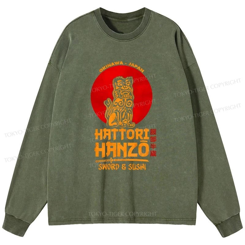 Tokyo-Tiger Hattori Hanzo Katana Washed Long Sleeve T-Shirt