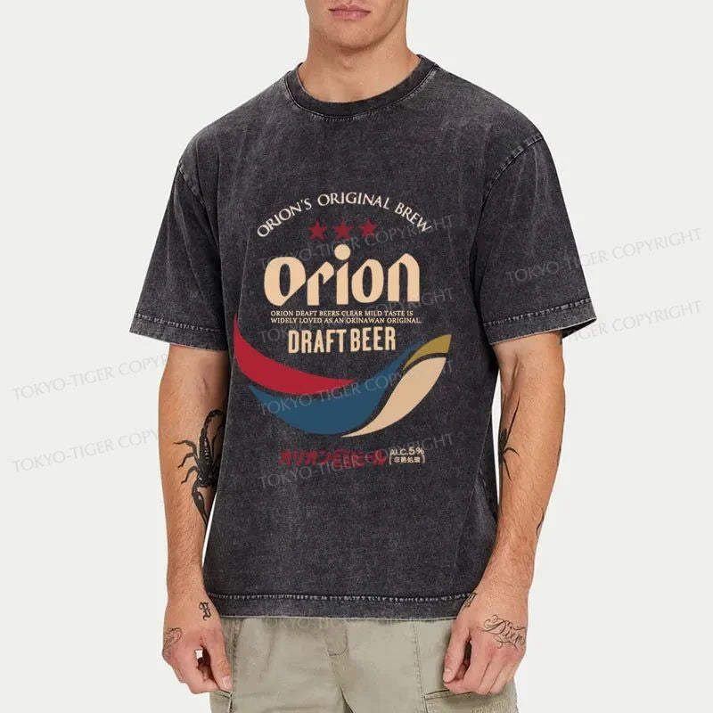 Tokyo-Tiger Orion Beer Logo Japanese Washed T-Shirt