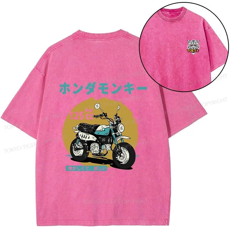 Tokyo-Tiger Honda Motorcycle Japanese Front Back Washed T-Shirt