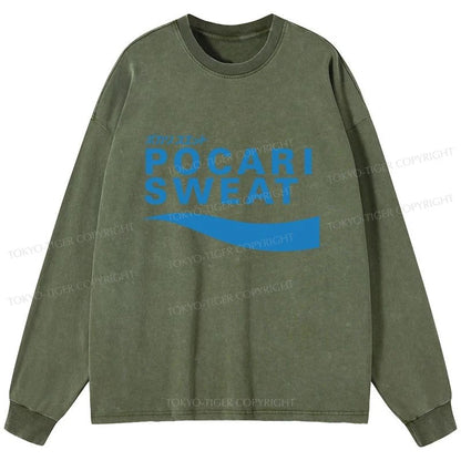 Tokyo-Tiger POCARI SWEAT Blue Washed Long Sleeve T-Shirt