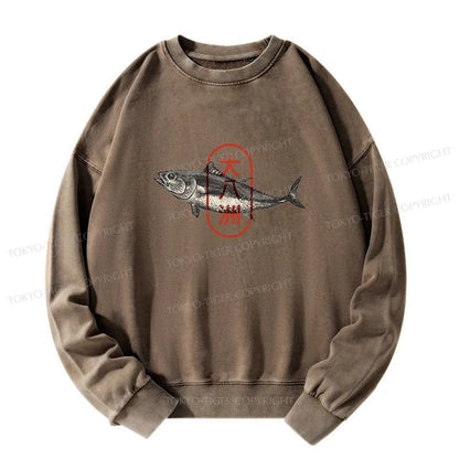 Tokyo-Tiger Oyashima Sushi Logo Washed Sweatshirt