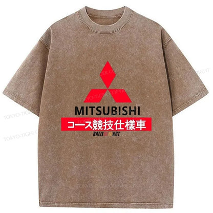 Tokyo-Tiger Mitsubishi Logo Japanese Washed T-Shirt