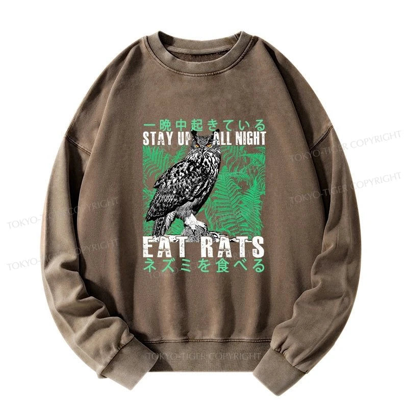 Tokyo-Tiger Owls Prey On Rats At Night Washed Sweatshirt