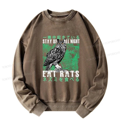 Tokyo-Tiger Owls Prey On Rats At Night Washed Sweatshirt