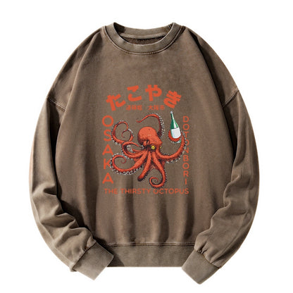 Tokyo-Tiger Octopus Drinks Soju Washed Sweatshirt