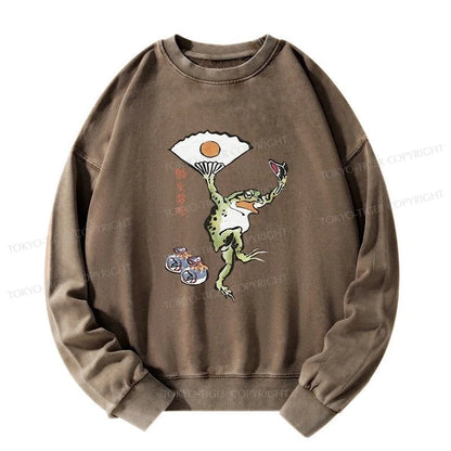 Tokyo-Tiger Dancing Frog Japanese Washed Sweatshirt