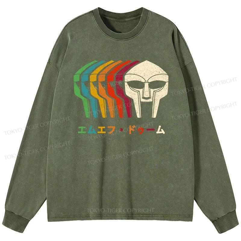 Tokyo-Tiger Retro MF Doom Washed Long Sleeve T-Shirt