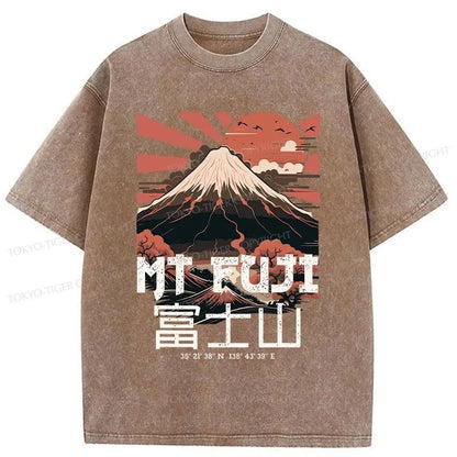 Tokyo-Tiger Mount Fuji Japanese Washed T-Shirt