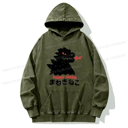 Tokyo-Tiger Japanese Fortune Cat Washed Hoodie