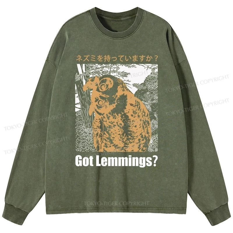 Tokyo-Tiger Do You Have Lemmings Japanese Washed Long Sleeve T-Shirt