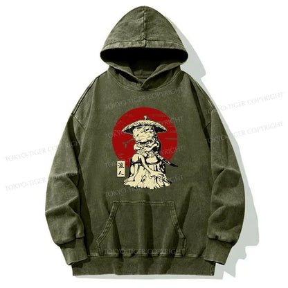 Tokyo-Tiger Rounin Japanese Frog Samurai Washed Hoodie