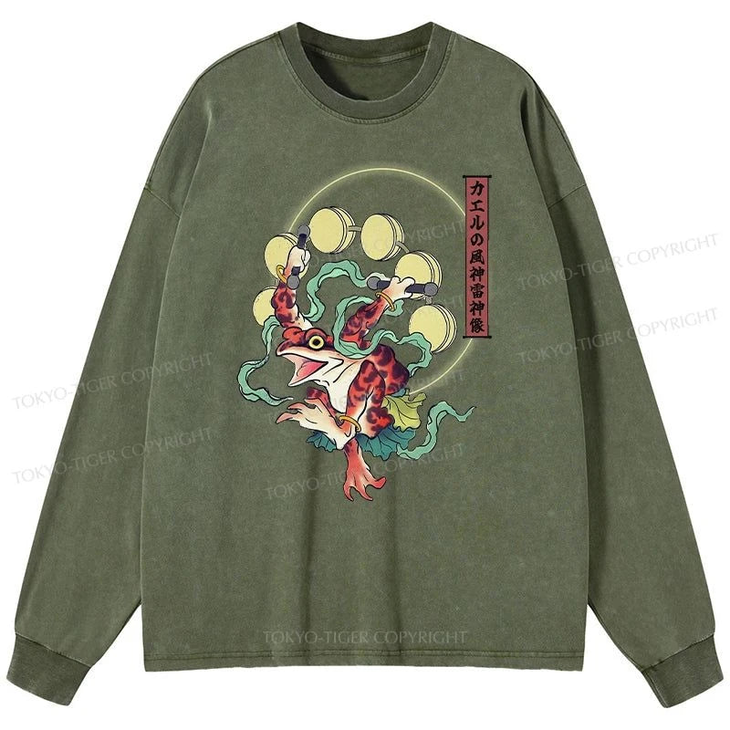 Tokyo-Tiger Frog Monster Japanese Washed Long Sleeve T-Shirt