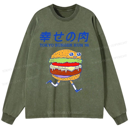 Tokyo-Tiger Tokyo Burger Run Japanese Washed Long Sleeve T-Shirt