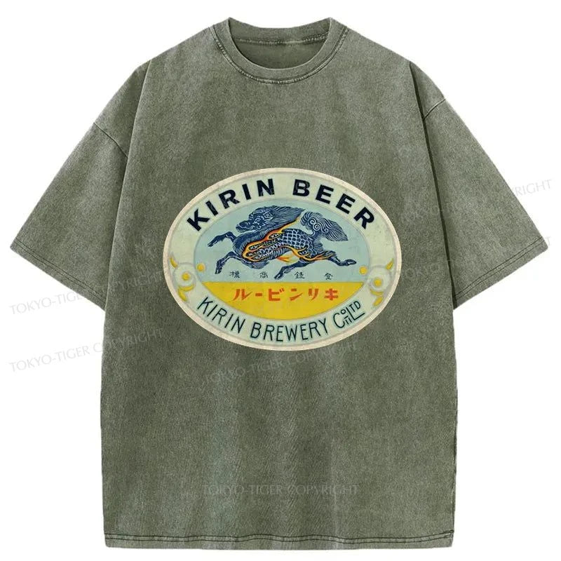 Tokyo-Tiger Kirin Beer Logo Washed T-Shirt