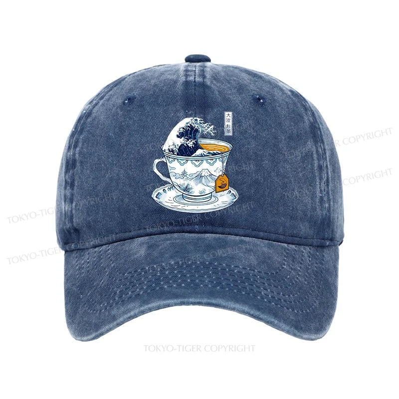 Tokyo-Tiger The Great Kanagawa Tea Wave Washed Cap