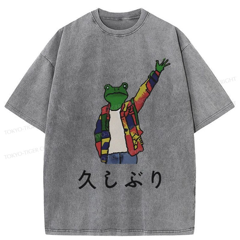 Tokyo-Tiger Hand Up Frog Japanese Washed T-Shirt