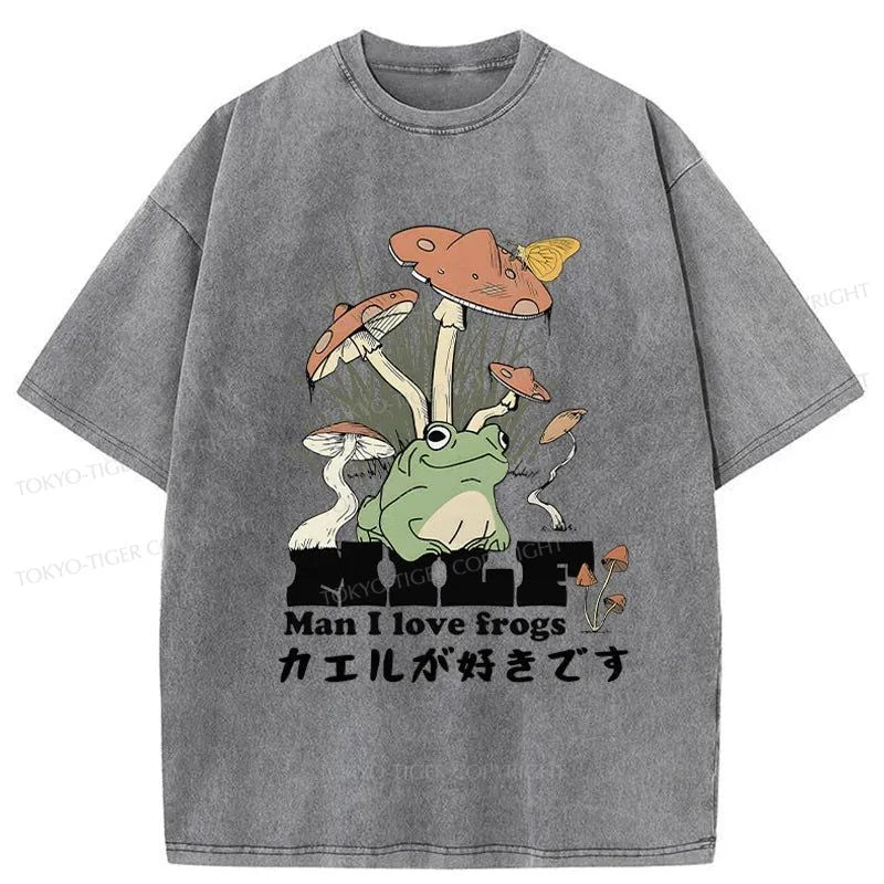 Tokyo-Tiger Man I Love Frogs Washed T-Shirt