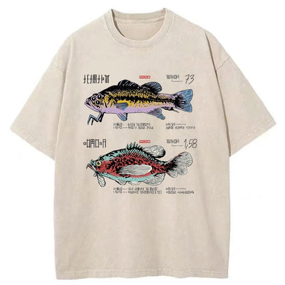 Tokyo-Tiger GYOTAKU Fish Sakana Japanese Washed T-Shirt