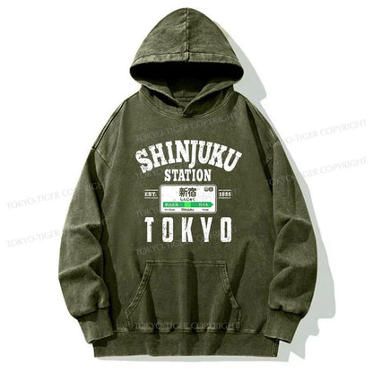 Tokyo-Tiger Shinjuku Station Yamanote Line Washed Hoodie