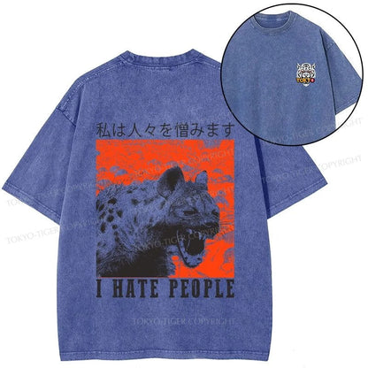 Tokyo-Tiger A Hyena That Hates Humans Front Back Washed T-Shirt