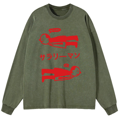 Tokyo-Tiger Let's Fly Office Worker Washed Long Sleeve T-Shirt