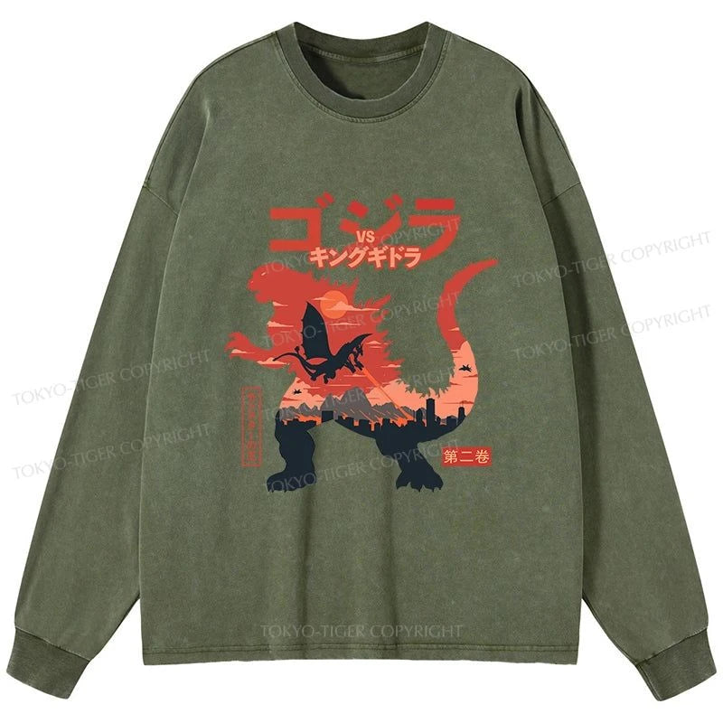 Tokyo-Tiger King of the Monsters Washed Long Sleeve T-Shirt