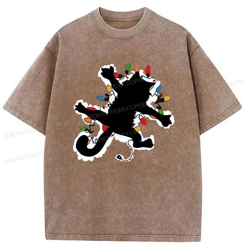 Tokyo-Tiger Funny Pussy-cat From Christmas Vacation Washed T-Shirt