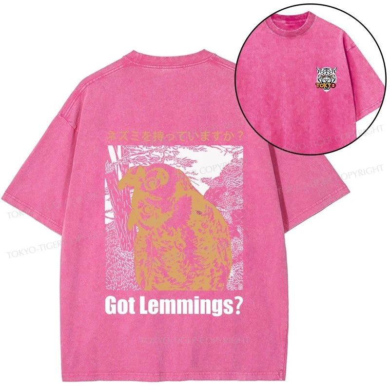 Tokyo-Tiger Do You Have Lemmings Japanese Front Back Washed T-Shirt