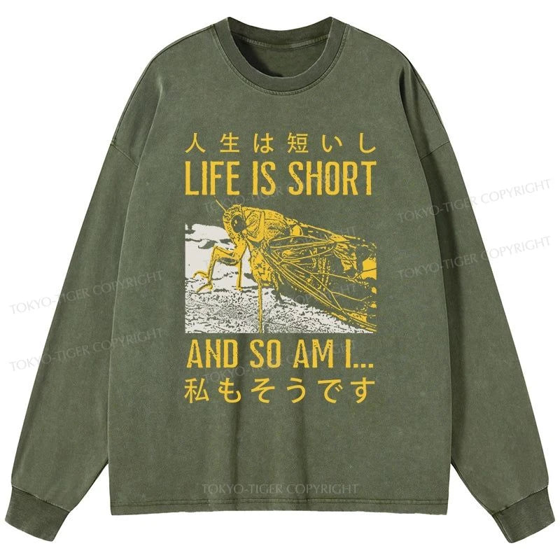 Tokyo-Tiger A Grasshopper With A Short Life Washed Long Sleeve T-Shirt