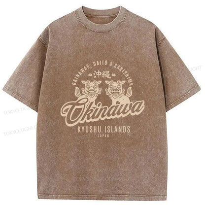 Tokyo-Tiger Okinawa Stone Lion Japanese Washed T-Shirt