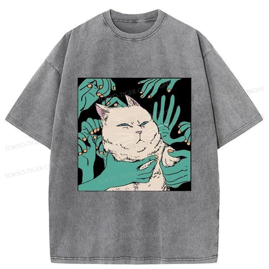 Tokyo-Tiger Scary Cat Japanese Washed T-Shirt