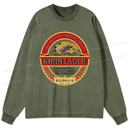 Tokyo-Tiger Kirin Ichiban Beer Logo Japan Washed Long Sleeve T-Shirt