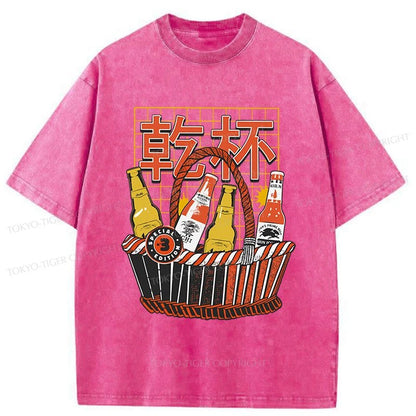 Tokyo-Tiger Have A Beer Together Washed T-Shirt