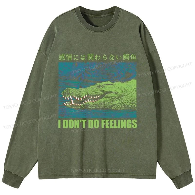 Tokyo-Tiger An Emotionless Crocodile Washed Long Sleeve T-Shirt