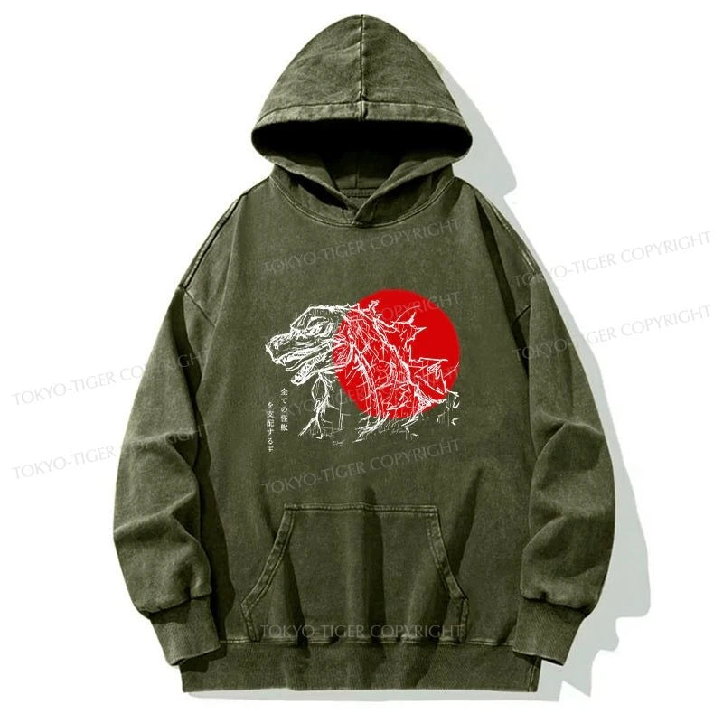 Tokyo-Tiger Monster Japanese Anime Washed Hoodie