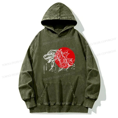 Tokyo-Tiger Monster Japanese Anime Washed Hoodie