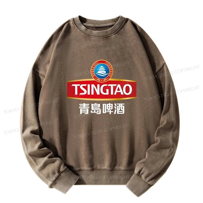 Tokyo-Tiger Qingdao Beer Logo Washed Sweatshirt