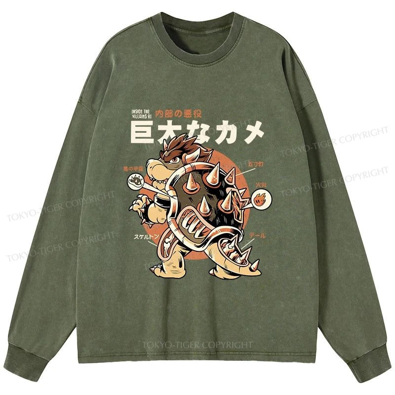 Tokyo-Tiger Vintage Kame Monster Washed Long Sleeve T-Shirt