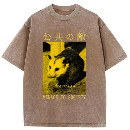Tokyo-Tiger Menace To Society Opossum Washed T-Shirt