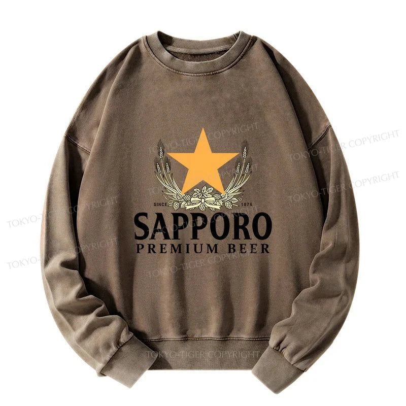 Tokyo-Tiger Sapporo Beer Logo Japanese Washed Sweatshirt