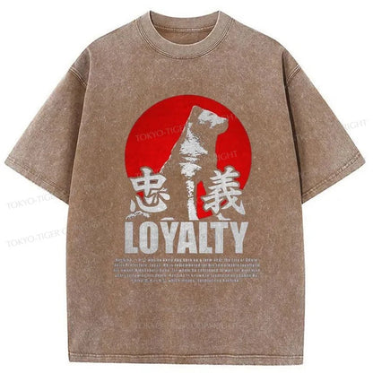 Tokyo-Tiger Hachiko Loyalty Dog Japanese Washed T-Shirt