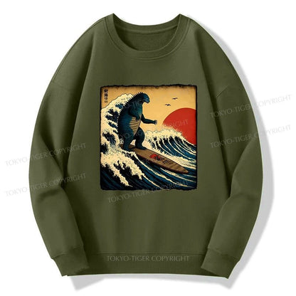 Tokyo-Tiger The Great Wave Godzilla Sweatshirt