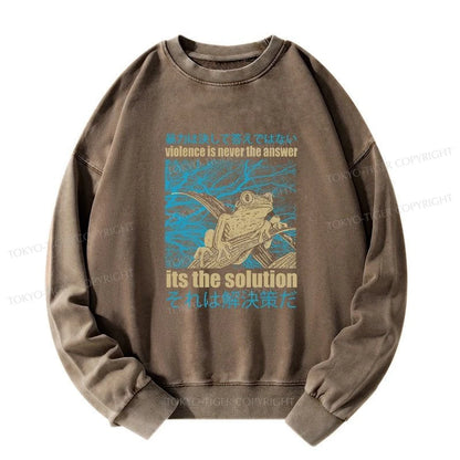 Tokyo-Tiger Violence Is Never The Answer Its The Solution Washed Sweatshirt