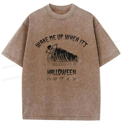 Tokyo-Tiger Wake Me Up When It's Halloween Washed T-Shirt