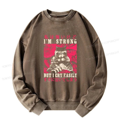 Tokyo-Tiger I Am Strong Raccoon Washed Sweatshirt