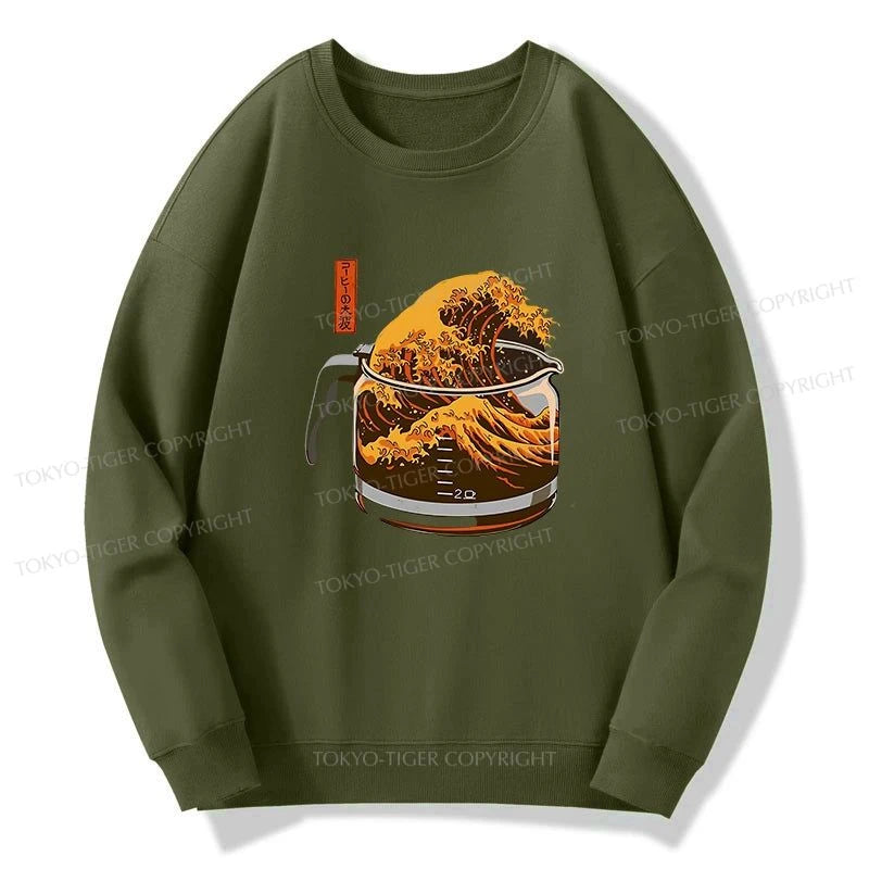 Tokyo-Tiger The Great Wave Of Coffee Japanese Sweatshirt