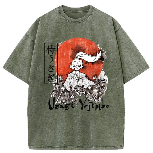 Tokyo-Tiger Usagi Yojimbo Kanji Red Sun Washed T-Shirt